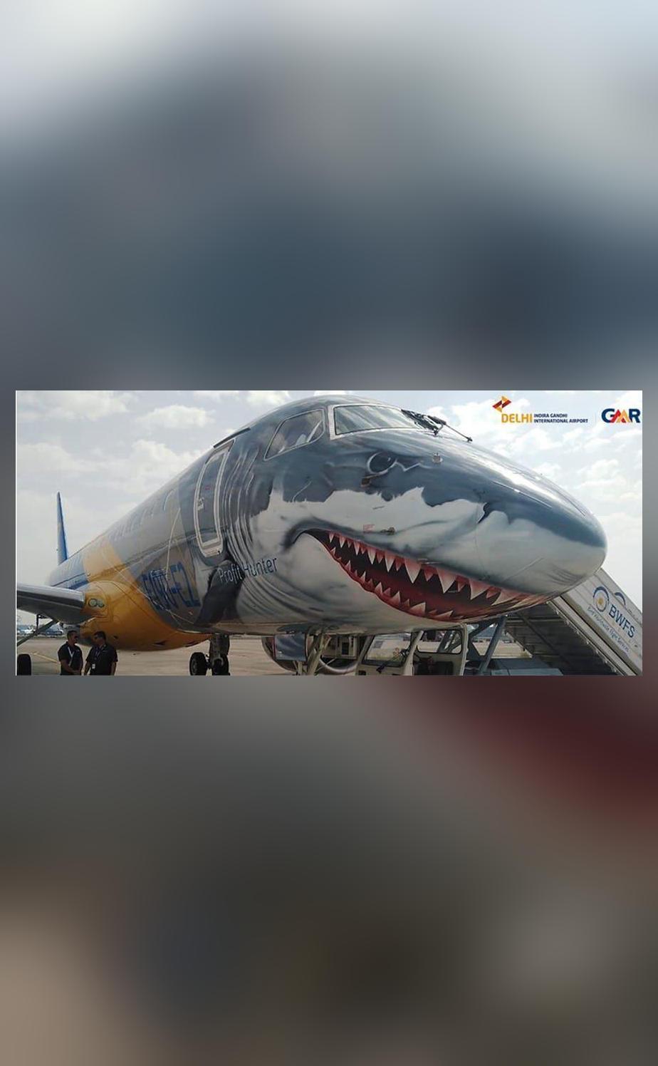 Shark-faced plane lands at Delhi airport for the first time